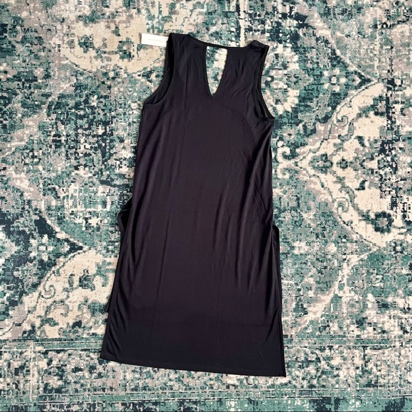 NWT Anthropologie Akemi +Kin Black Sleeveless Dress Sz XS High Side Slits Cutout - Picture 12 of 13